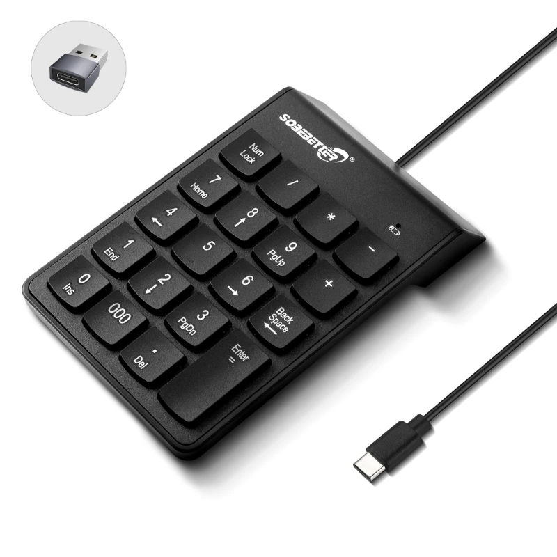 

19 Key Wire Mechanical Numeric Keypad Type C/USB Number Pads Suitable for Finance Business Laptop Numeric Keyboard