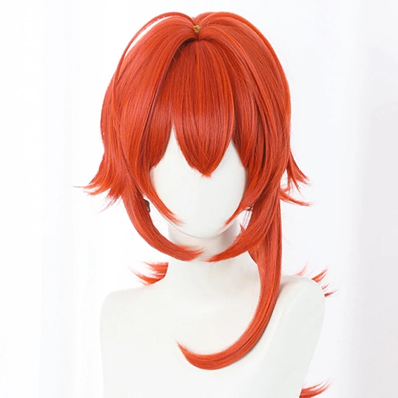 

Game Genshin Impact Diluc Cosplay Wig Reddish Brown Long Hair C00375