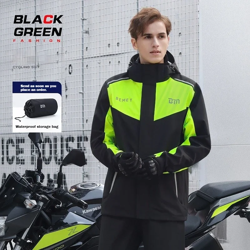 Motorcycle Raincoat Reflection Camping Hiking Fishing Raincoat Moto Suit Rainstorm Prevention Jacket Pants Motorcyclist