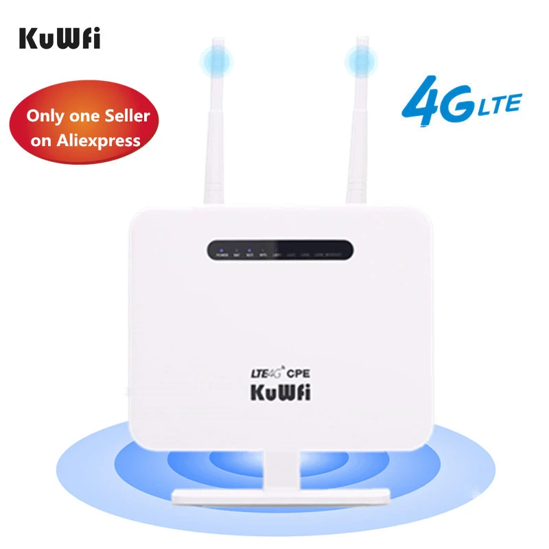 Kuwfi 4G Router Sim Card 300Mbps Sbloccato 4G Cpe Router Wireless 150Mbps Cat4 Hotspot Wifi Mobile Con Slot Per Sim Card 4 Porte Lan