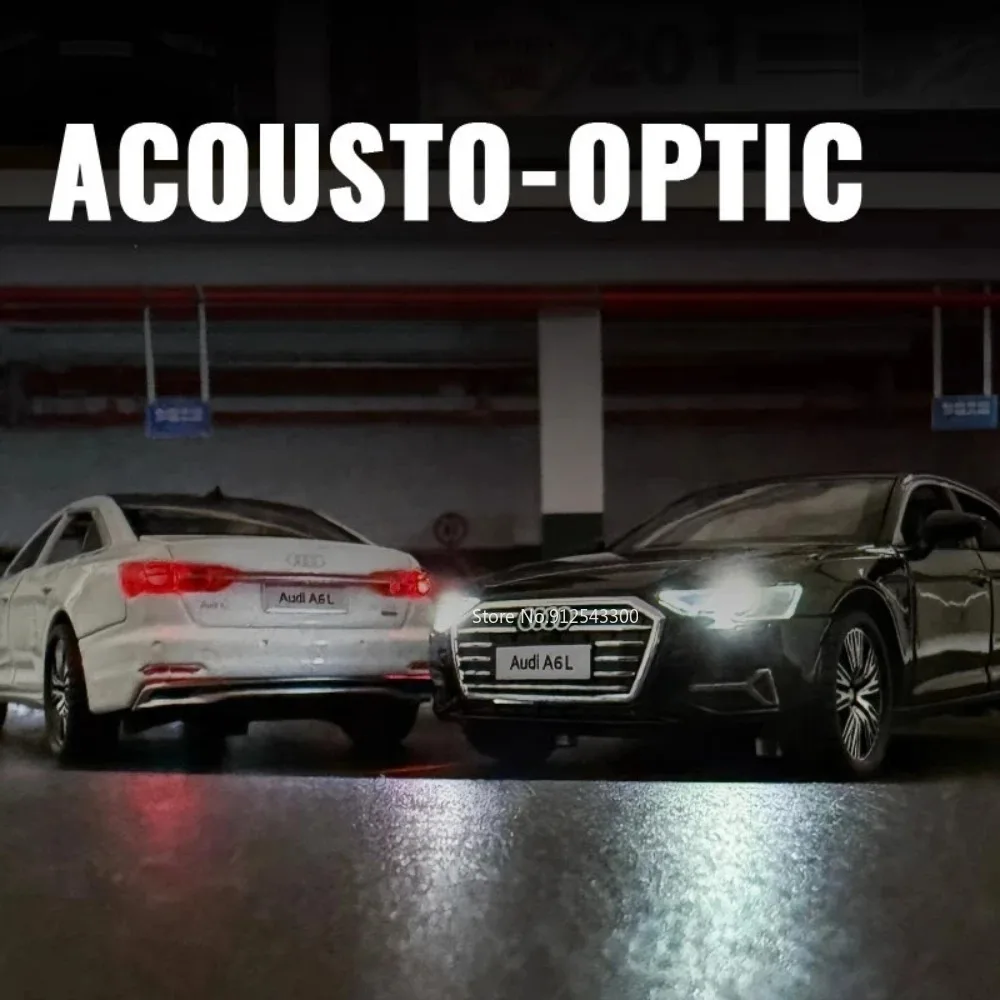 1:32 스케일 A6L A4 합금 스포츠카 모델 장난감 문 열림 충격 흡수 휠 스티어링 차량 모델 어린이 휴일 선물