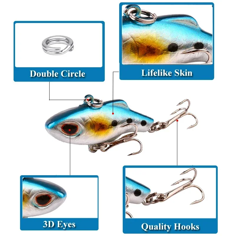 7/16pcs/lot Fishing Lures Kit Plastic VIB Crank Bait 3.4CM/4.5CM Wobblers  Crankbait Tackle Bass Bait Spinners for Fishing