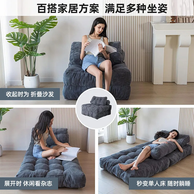 Divano Letto Pieghevole, Poltrona Convertibile con Cuscino e Materasso Pieghevole, Sedia Letto Portatile Comoda per Pavimento - immagine 3