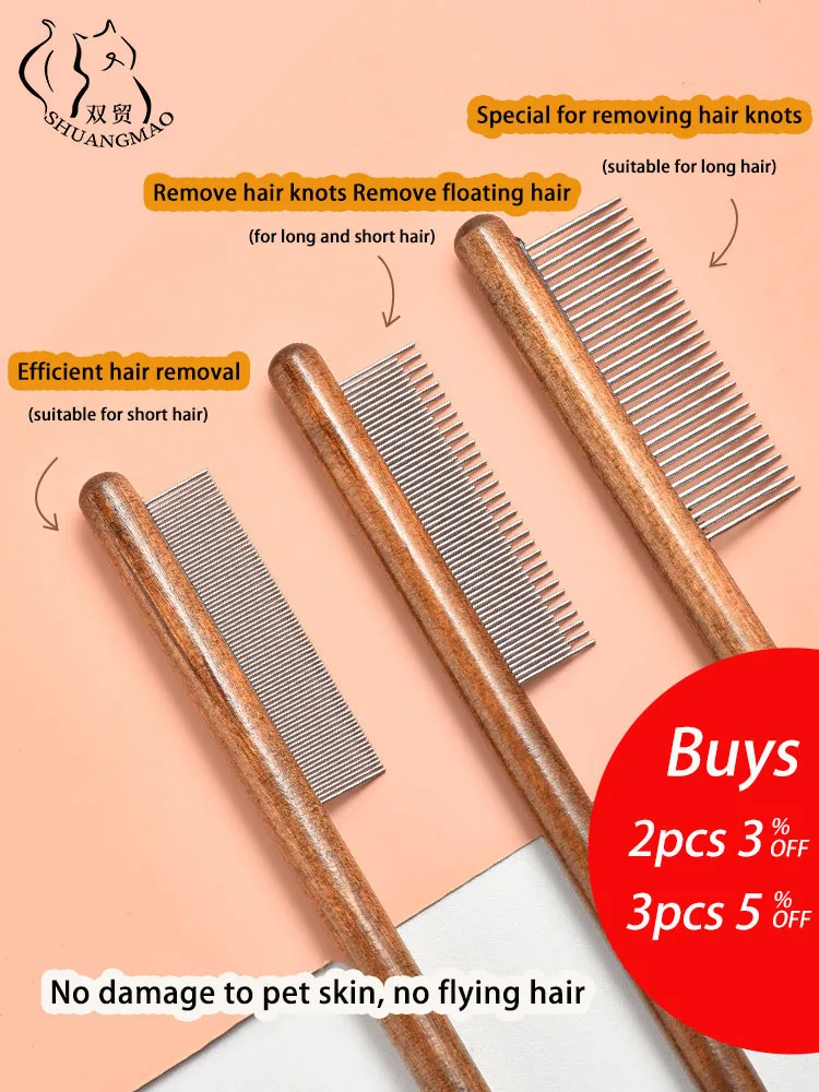 Pettine Antipulci Per Cani E Gatti - 2 Pezzi In Acciaio Inossidabile Per Pelo Lungo - Foto 2