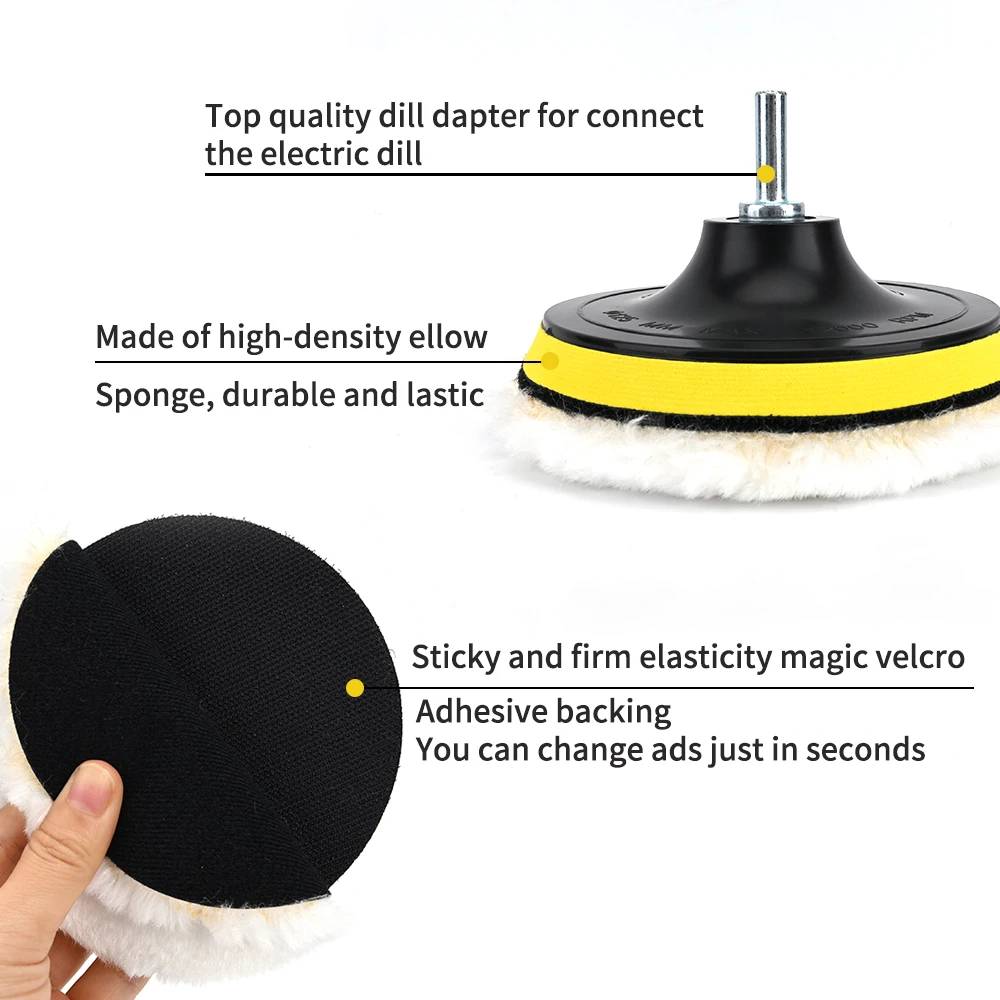 Polishing Kit Polishing Pad Car Waxing Sponge Disk Wool Wheel Auto Paint Care Polisher Pads For Car Polisher 4/5/6 inch