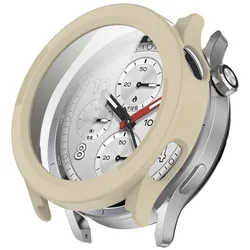Enhanced Protective Case with Tempered Glass for Xiaomi Watch S5 (Beige)