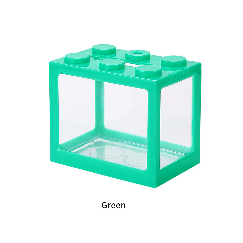 USB Interface Aquarium for Fish Tanks Building Block Small Fish Tank Stackable Seaweed Box Marimo Plastic LED Light Fishbowl 