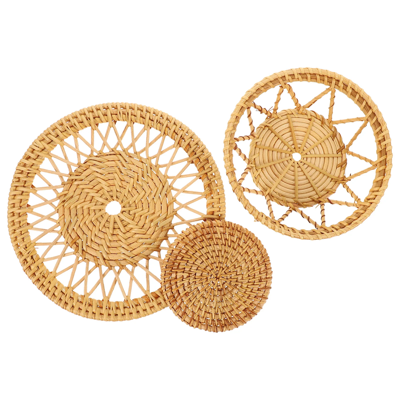

3 Pcs Seagrass Hanging Basket Kitchen Decir Wall Baskets Woven Decor Bohemia Bedrooms Flat Straw Mount Living