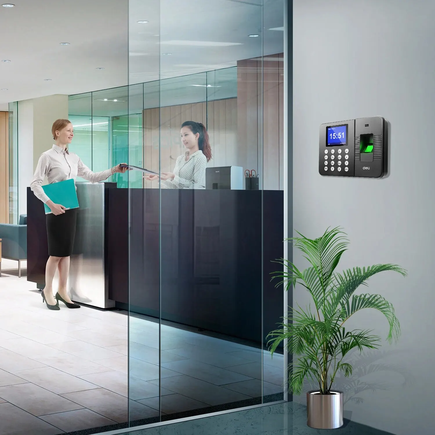 fingerprint attendance machine Deli Fingerprint Time Attendance System Biometric Clock Recorder Employee Recorder Management Device E3960
