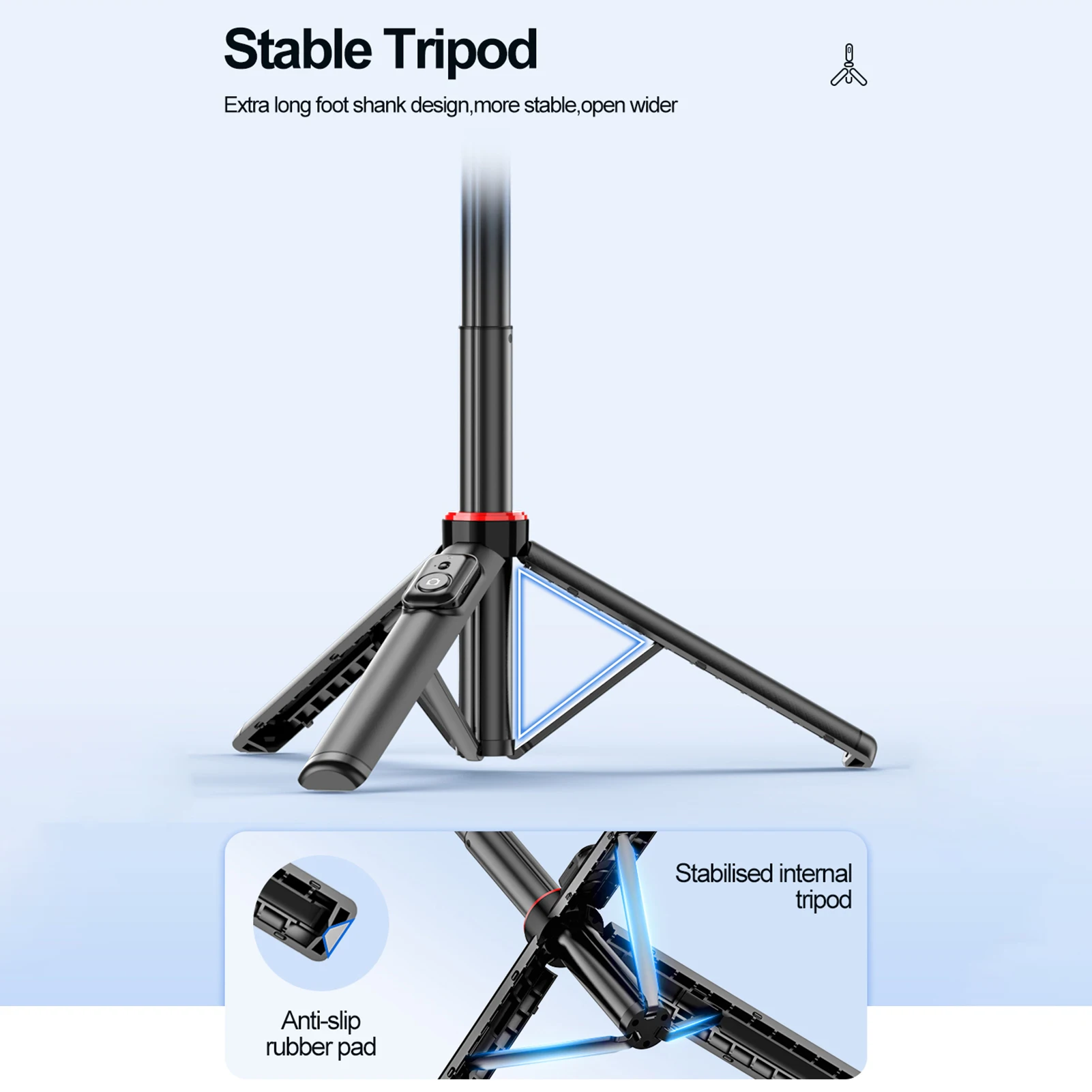 확장형 셀카봉 삼각대, 1/4 인치 나사, 분리형 전화 클립, 원격 셔터, 브이로그 셀카 라이브 스트리밍용, 131cm