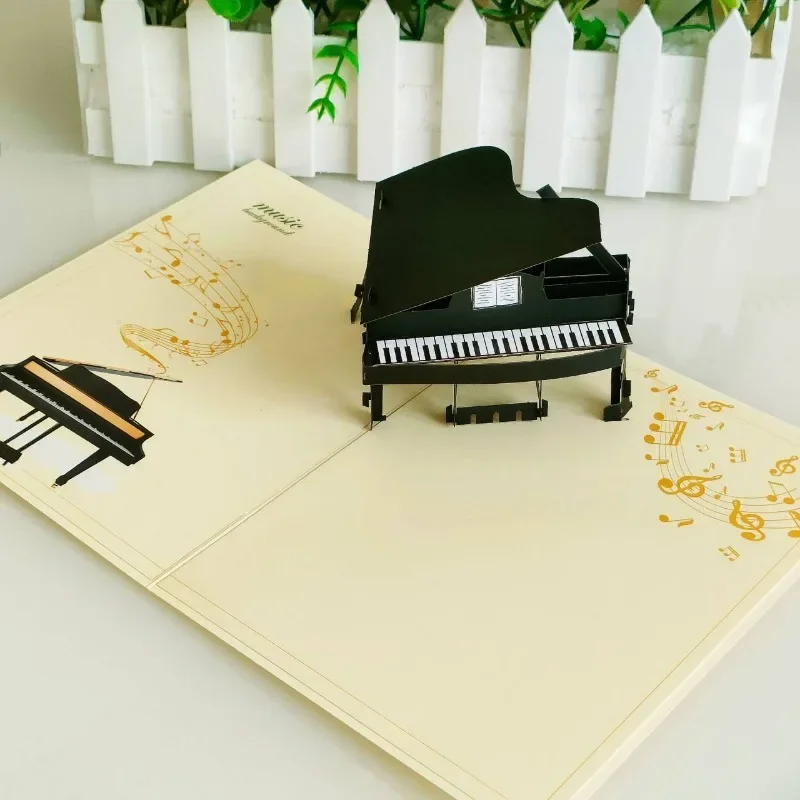 Pop up style 3D stereo piano greeting cards Business Gift Universal Greeting Card Thank you and Blessing Card Gifts greeting cards