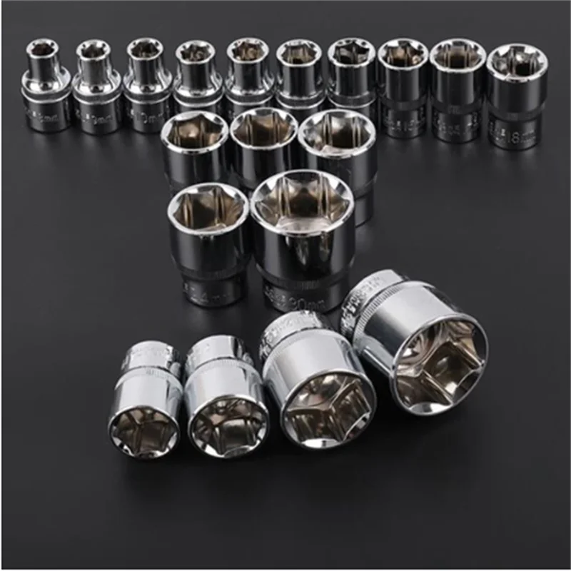 1pc 8MM 9MM 10MM 11 12 13 14 15 16 17 18 19 20 21 22 23 24 hexagon 1/2 short socket Wrench Head Sleeve Chrome vanadium alloy 6