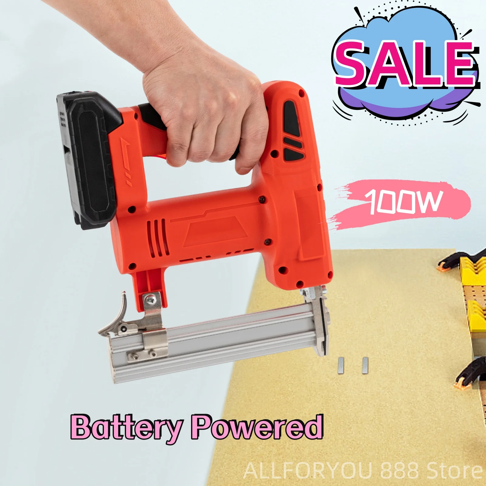 100W Cordless Nail Gun with All-copper Motor for Woodworking, Upholstery Installation, Flooring, and Other DIY Projects projects