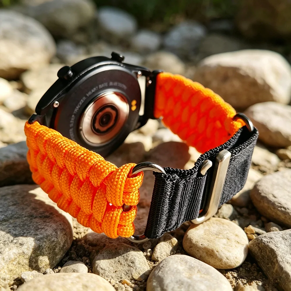 Outdoor Umbrella Rope Watch Strap - 22/20mm Bracelet Band