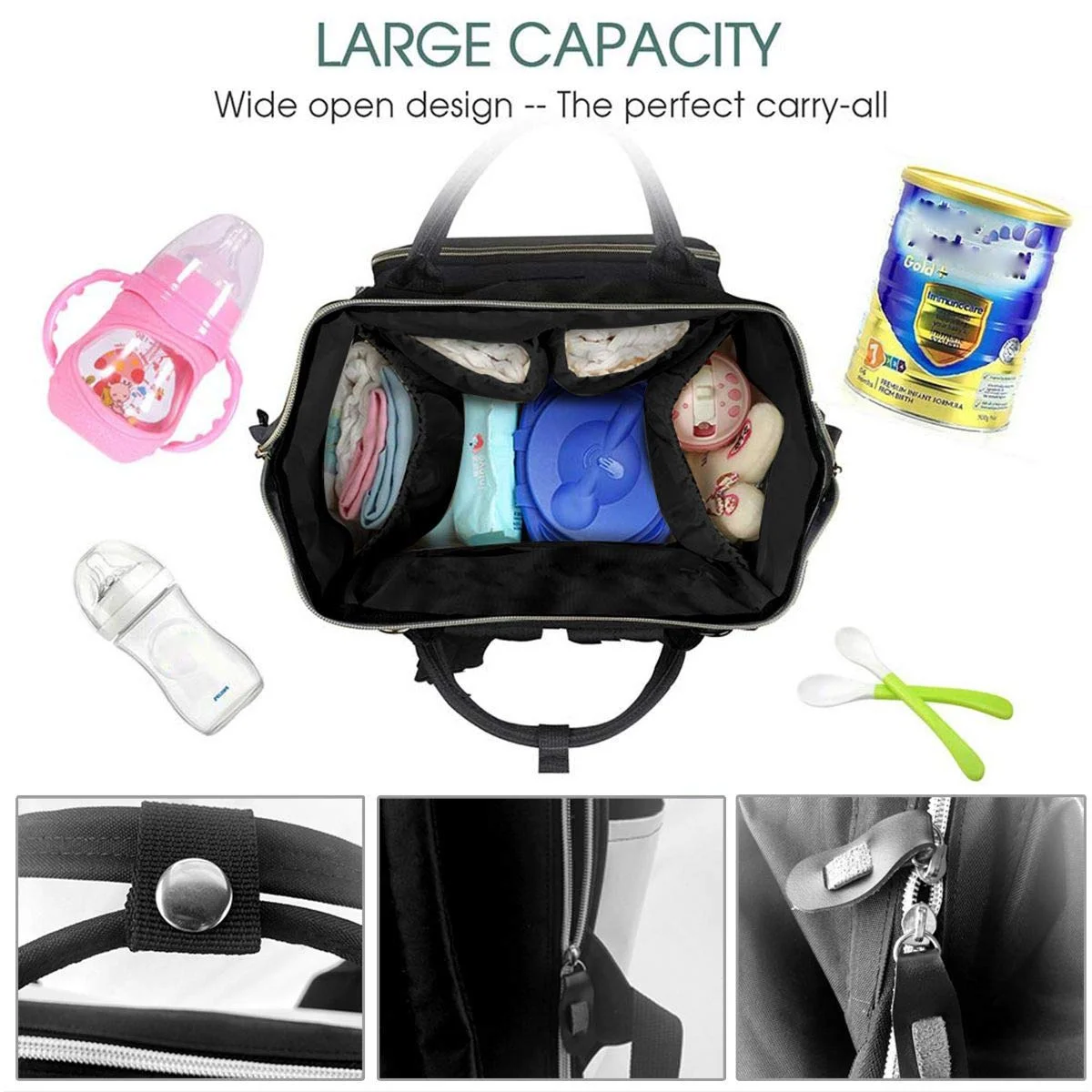 Soccer Ball In Fire And Water Diaper Backpack Multi-Function Organizer Nursing Bag Waterproof Non-fading Nappy Bags