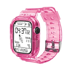 Transparent Silicone Sports Band - Clear Replacement Strap - 38mm 40mm (Through Rose Red)