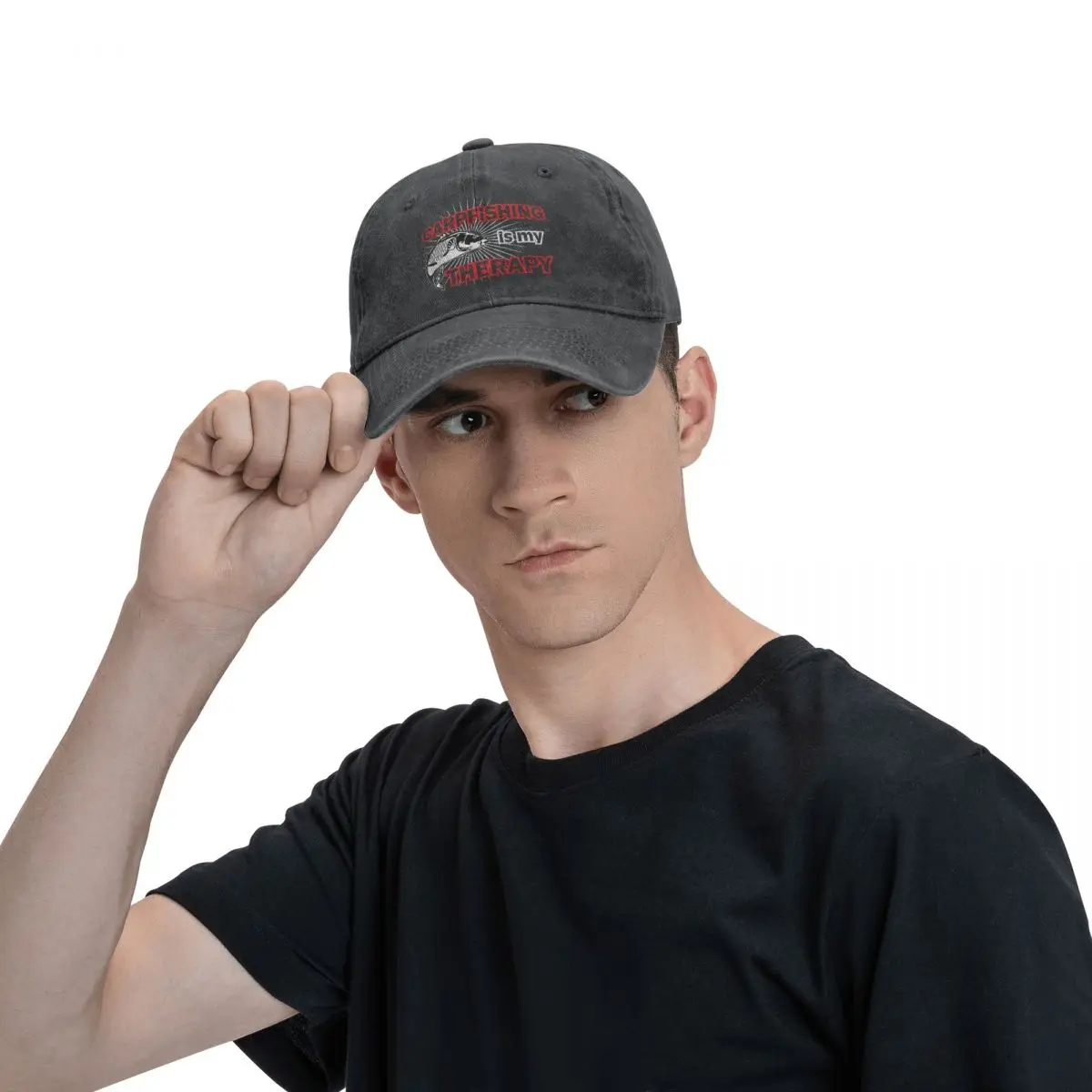 Washed Men's Baseball Cap Carpfishing Is My Therapy Trucker