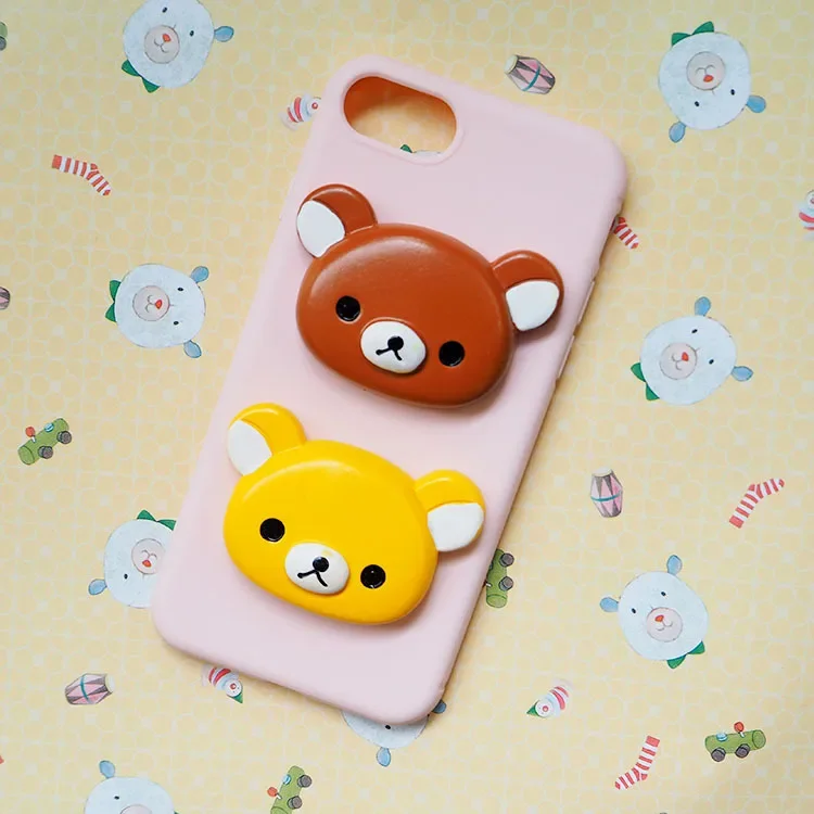 2pcsResinLageCartoonCuteBearHeadResinFlatbackCabochonsDIY