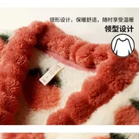 Women Warm Flannel Pajamas Set Strawberry Kawaii Girlish Winter Flannel Sleepwear Ladies Warm Velvet Loungewear Casual Homewear - Image 3