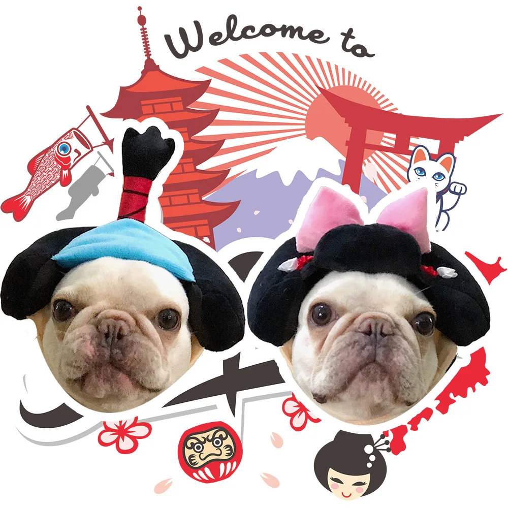 Japanese Samurai Funny Hat for Dogs Hilarious Pet French Bulldog