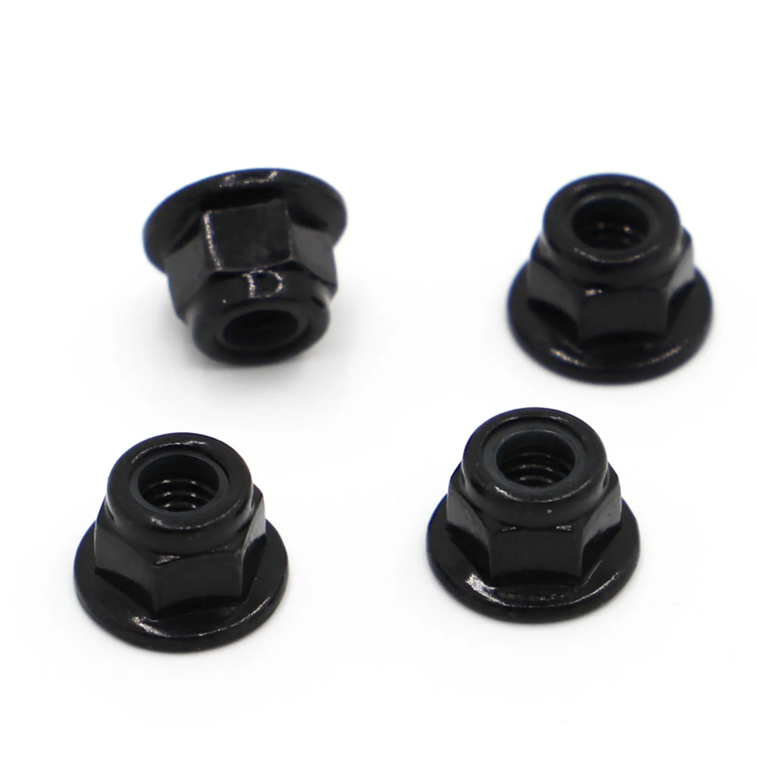 10pcs M3 M4 M5 M6 M8 Black Carbon Steel Hex Flange Nylon Insert Lock Nut Self-locking Nylock Locknut