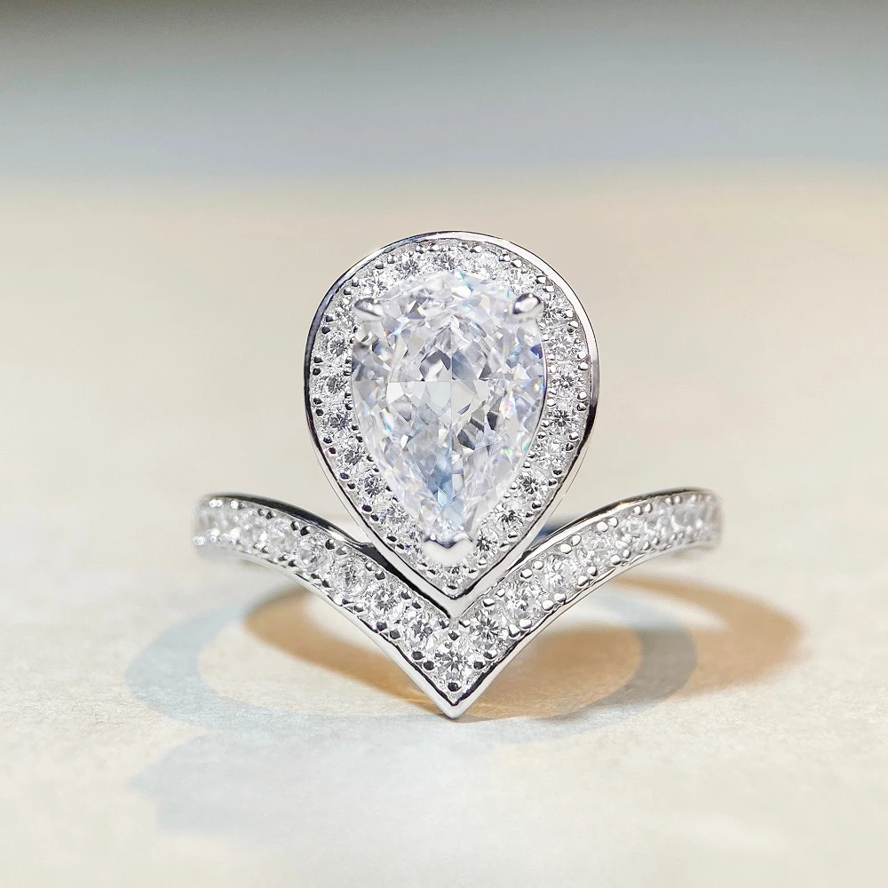 

Модные ювелирные изделия, роскошные серебряные кольца по индивидуальному заказу, 10 к/14 К/19 к, Женский обручальный комплект, Подарок на годовщину или день рождения, Лидер продаж