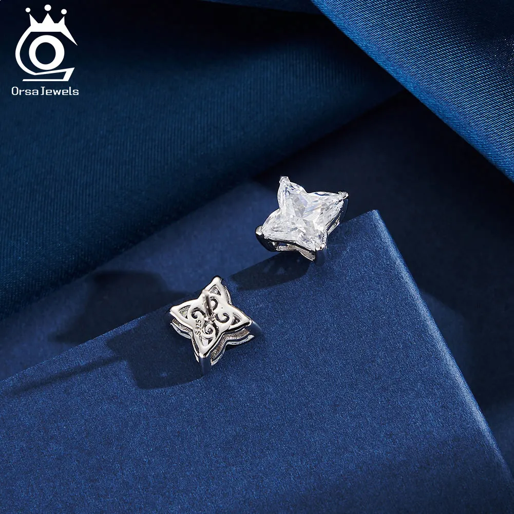 ORSA JEWELS Star Stud Earrings Pendant Necklace Full Zirconia Soild 925 Silver Cute Earrings Engagement CZ Fine Jewelry LZE43