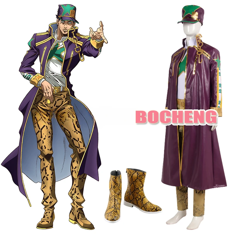 

Anime JoJo‘s Bizarre Adventure Stone Ocean Kujo Jotaro Cosplay Costume Outfits Halloween Carnival Suit With Shoes For Adults