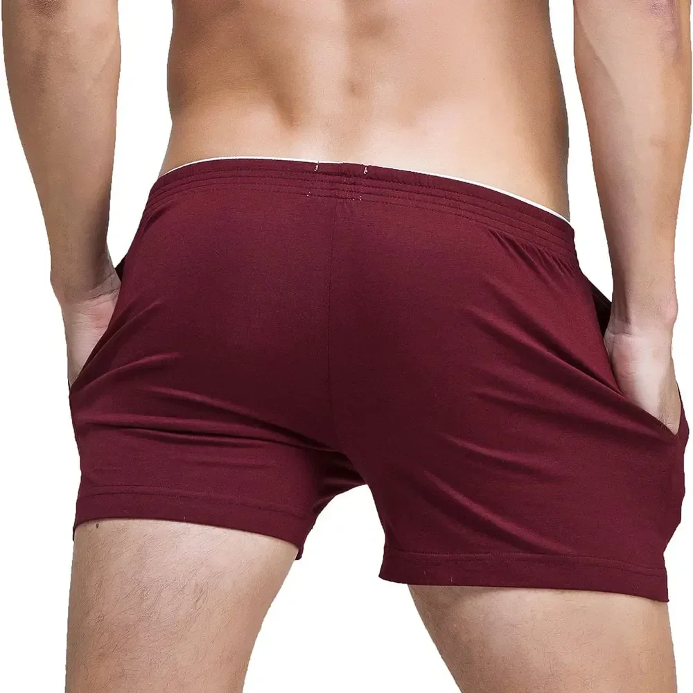 Men's Running Workout Active Shorts Cotton Gym Training Lounge Sleep Bottoms Elastic Waist Casual Pajama Pocket Jogger Home Wear 4