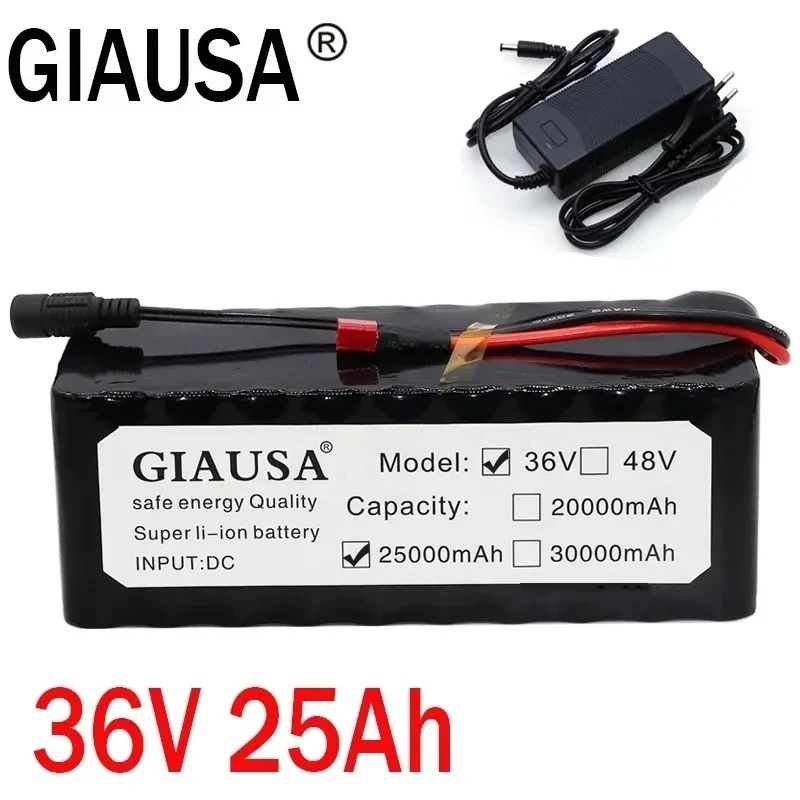 

GIAUSA 10S4P 36V battery 25Ah battery pack 1000W high power battery 42V 25000mAh 36v electric bike battery BMS with 42v charger