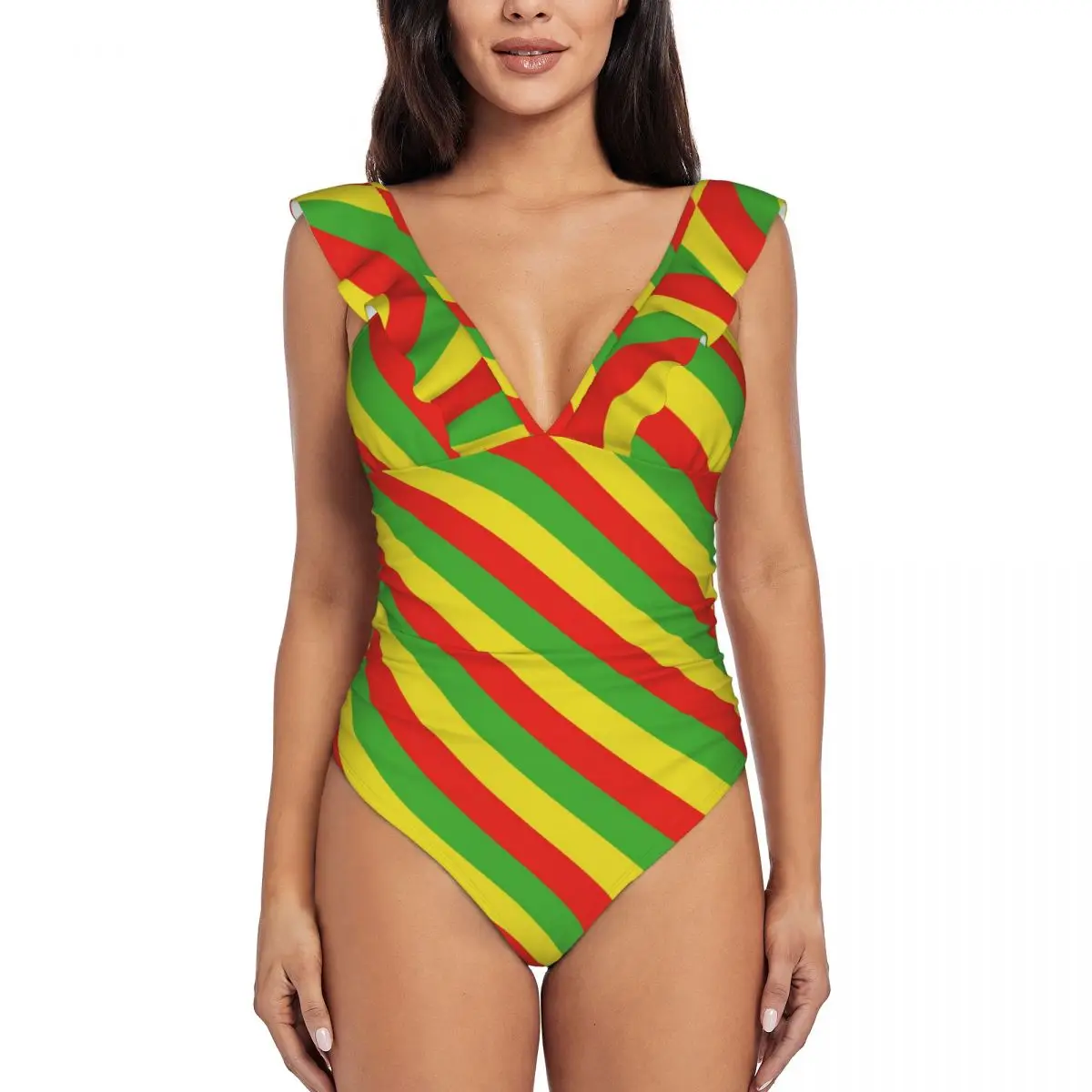 

Vintage Striped Abstract Background Swimsuit For The Pool Swimwear For Girls Women