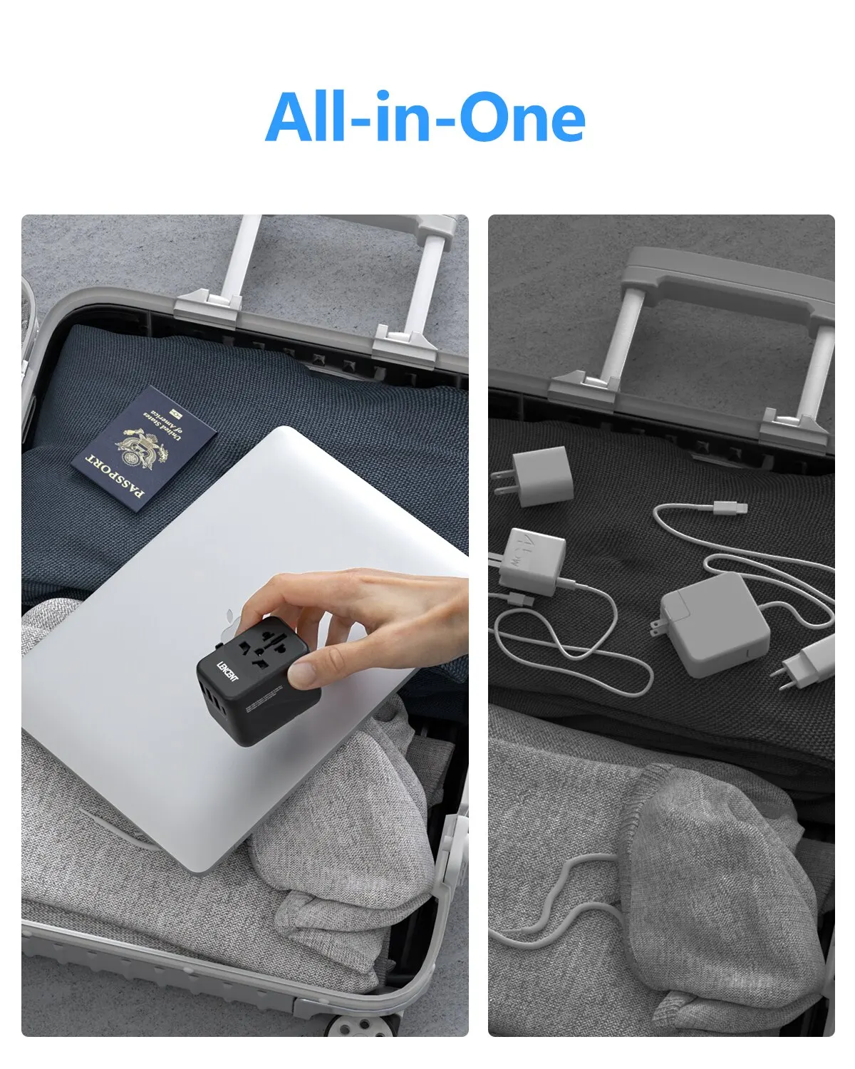 LENCENT Universal Travel Adapter with 3 USB Ports 1Type-C PD Charging All-in-one Travel Adapter EU/UK/USA/AUS Plug for Travel BEST SELLERS