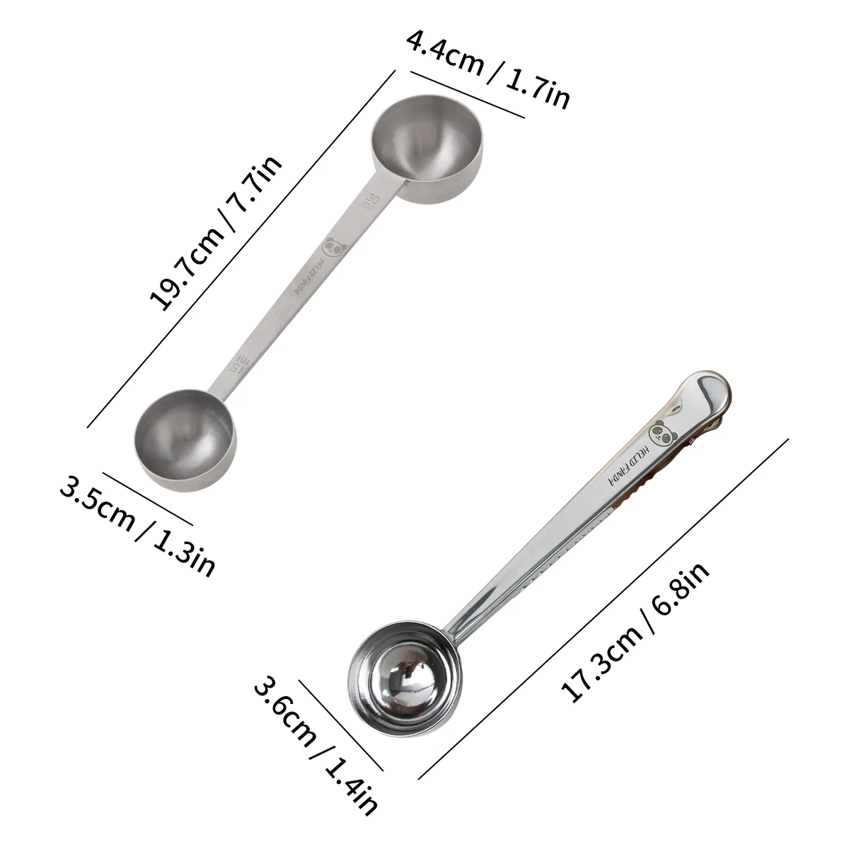 2 in 1 Stainless Steel Measuring Spoon Double Head Measure Scoop Kitchen Multifunctional Coffee Scoop With Seal Clip kitchen measuring spoons measuring spoon set