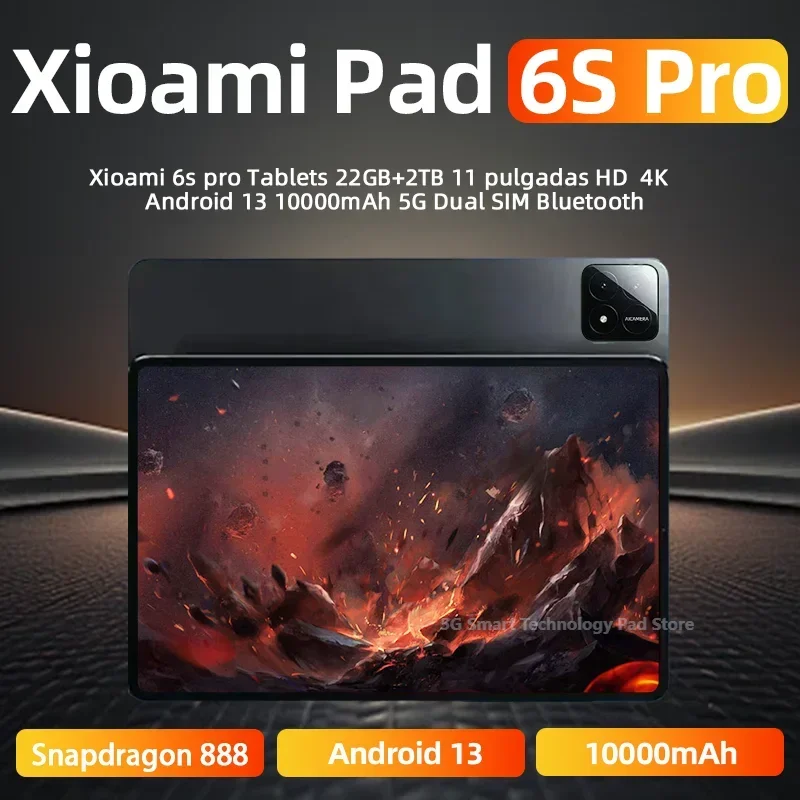 Original Pad 6S Pro Tablet PC Global Version HD 4K Android 13.0 Snapdragon 888 11inch 22GB+2TB 10000mAh 5G Dual SIM WIFI tablet pc