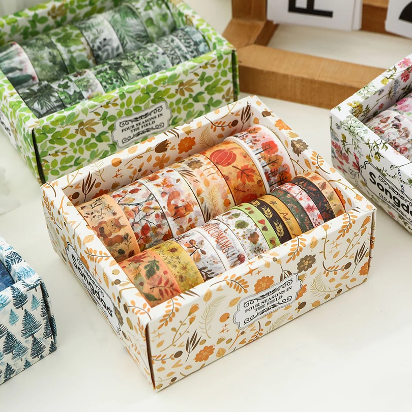 18Pcs Four Seasons Washi Tape Scrapbooking Supplies Washitape Flowers Diary Decoration Cinta Adhesiva Decorativa Washi Tapes 2