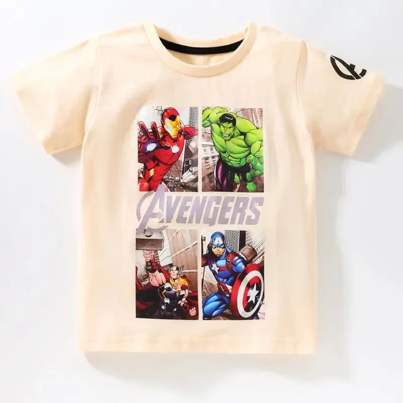 Summer Cartoon Avengers Spiderman Toy Story Print Baby Boys Short Sleeve T Shirt Kids Girls Cotton Clothes Children Tops Tees