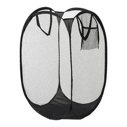 Large Capacity Foldable Mesh Laundry Basket - Ventilated, Portable Storage Organizer (Black)