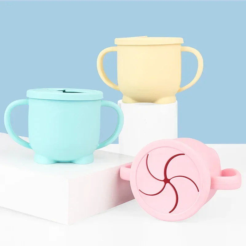 BPA Free Kids Silicone Food Storage Box Solid Color Baby Snack Cup Portable Children Snacks Container With Lid silicone cups