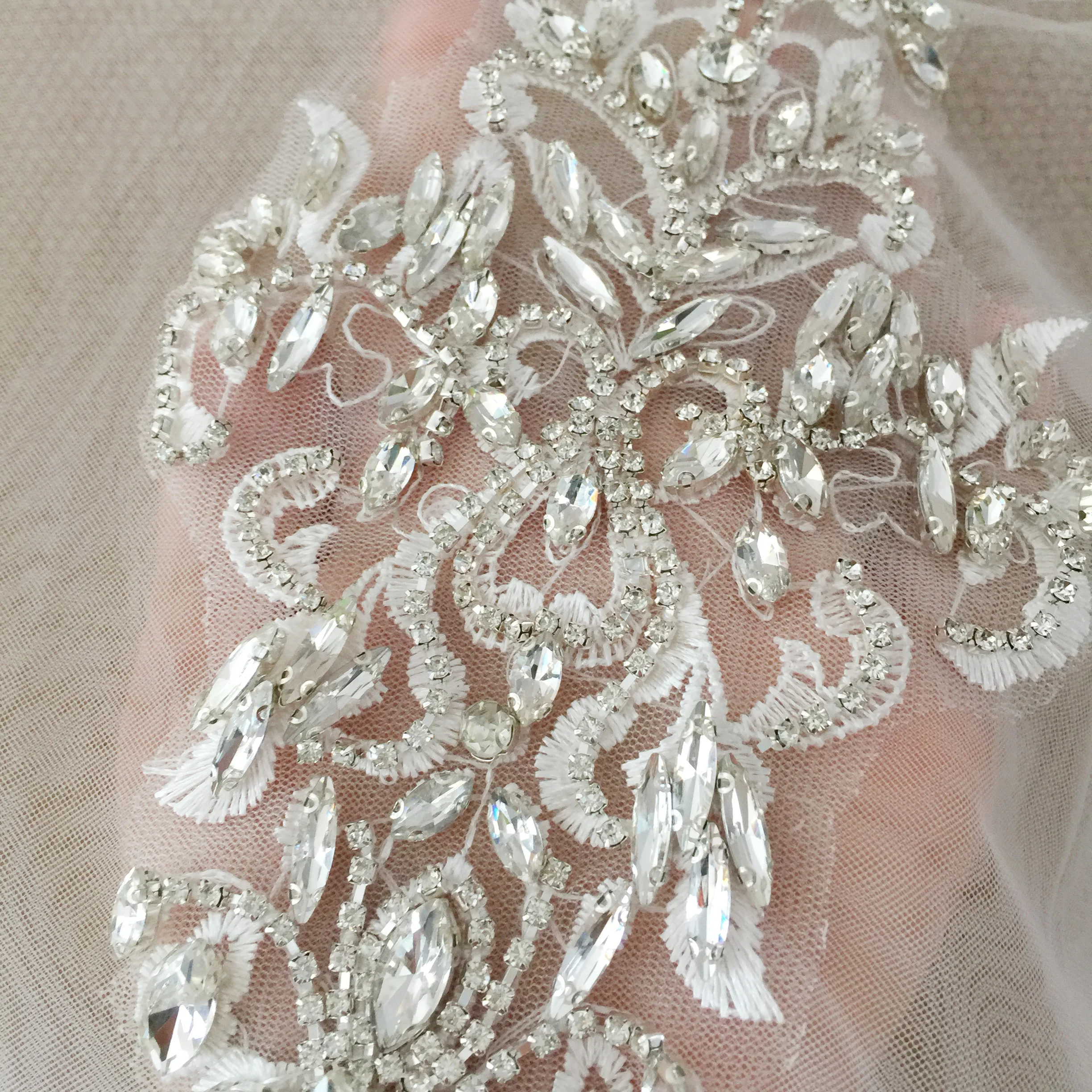 Rhinestone Crystal Appliques, Tulle Crystale Beading Lace Collar with Lace  Backing Wedding Dress Belt Bridal Cover Cape - AliExpress