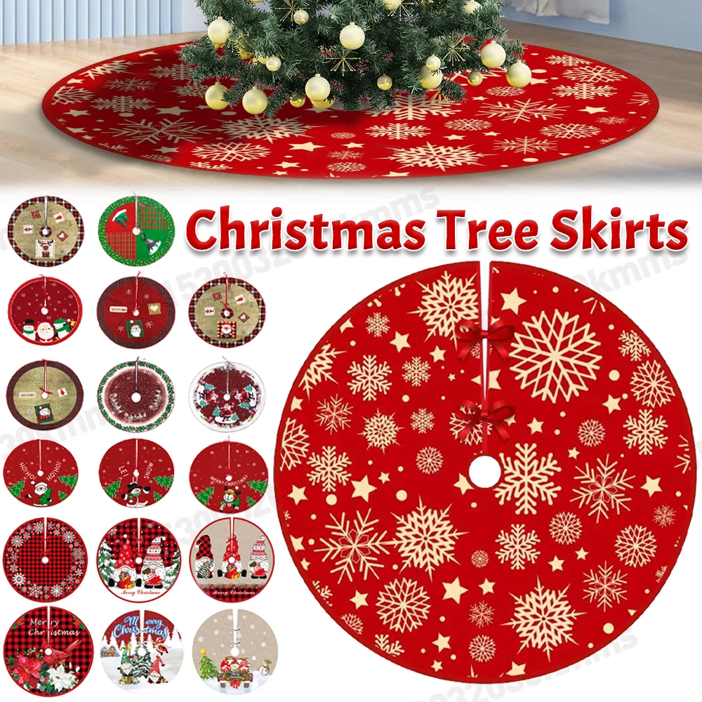 60/90CM Cartoon Christmas Tree Skirt Crafts Tree Surround Base Set Merry Christmas Decorations for Home Xmas Ornaments Navidad