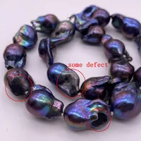 Grand collier de perles baroques irrégulières, boule de flamme, noir, paon, bleu, perles naturelles, bijoux élégants 3