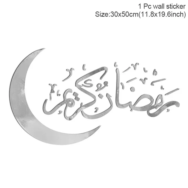 Eid Mubarak Moon Wall Stickers Ramadan Decorations for Home DIY Decal Islamic Ramadan Kareem Muslim Party Decor Eid Al Adh Gifts Style3-silver