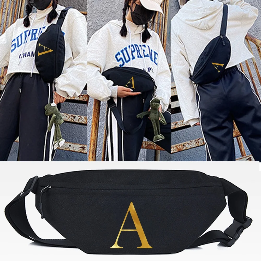 Waist Bag Unisex Crossbody Bag Shoulder Bag 2023 New Letter W Print Unisex Large Capacity Messenger Bag Hip Hop Belt Bag Handbag