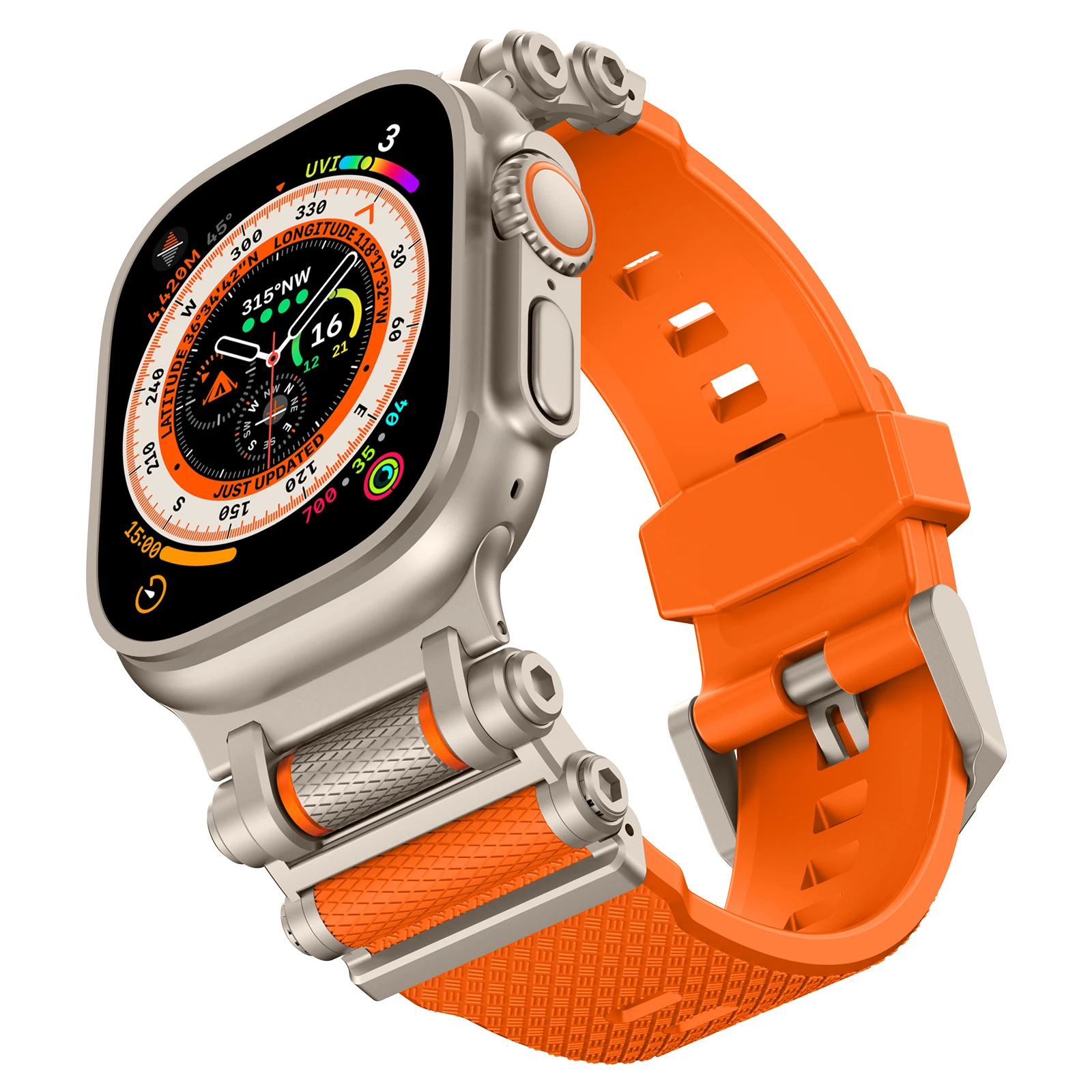 Durable Metal & Rubber Strap for Smartwatch - 49mm Band Accessory Bracelet