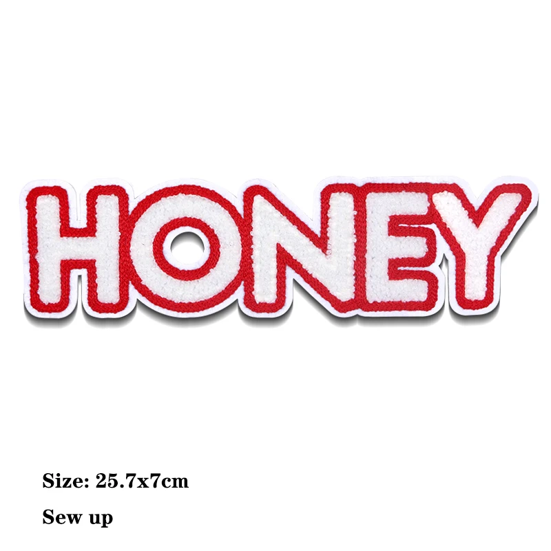 Mode Weiß Brief Patch Chenille Icon Englisch Handtuch Stickerei Applique Patches Für Kleidung DIY Nähen up Patch auf die aufkleber – Detail 6