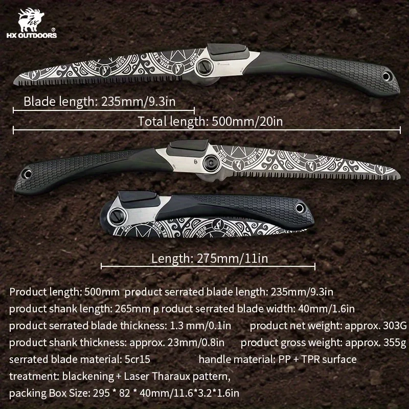 HX OUTDOORS Survival Tree Saw, Portable Folding Saw for Outdoor Woodworking Logging 3