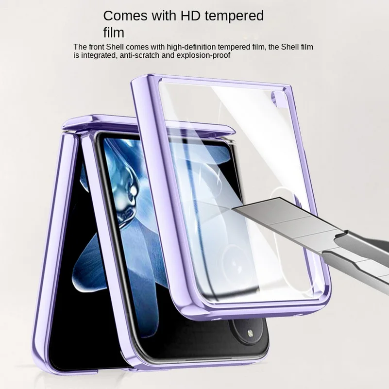 Tempered Glass Protective Case with Spring Hinge and All-Inclusive Camera Protection