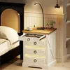 LED Nightstand with Gun Drawer & Reading Light, LED Bedside Table with Charging Station & Human Sensor LED Lights, Nightstands 1