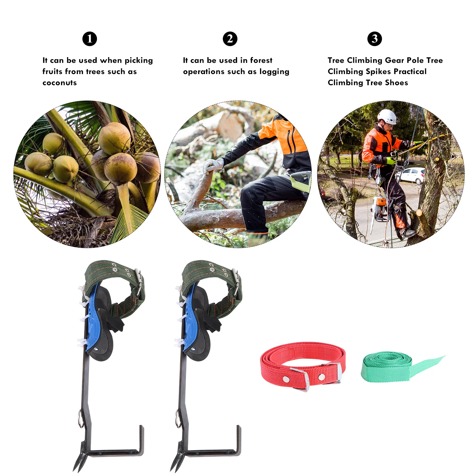 1Set Tree Climbing Spikes Durable Iron Shoes Practical Claw Gear Blind Stand Tool Pole Aid Equipment Hunting Arborist Supplies