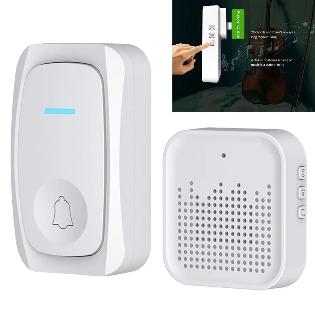 Wireless Doorbell With High Volume Smart Home For Elderly Supports 32 Ringtones 32 Ringtones Available Built-in Button Battery
